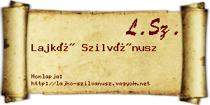 Lajkó Szilvánusz névjegykártya